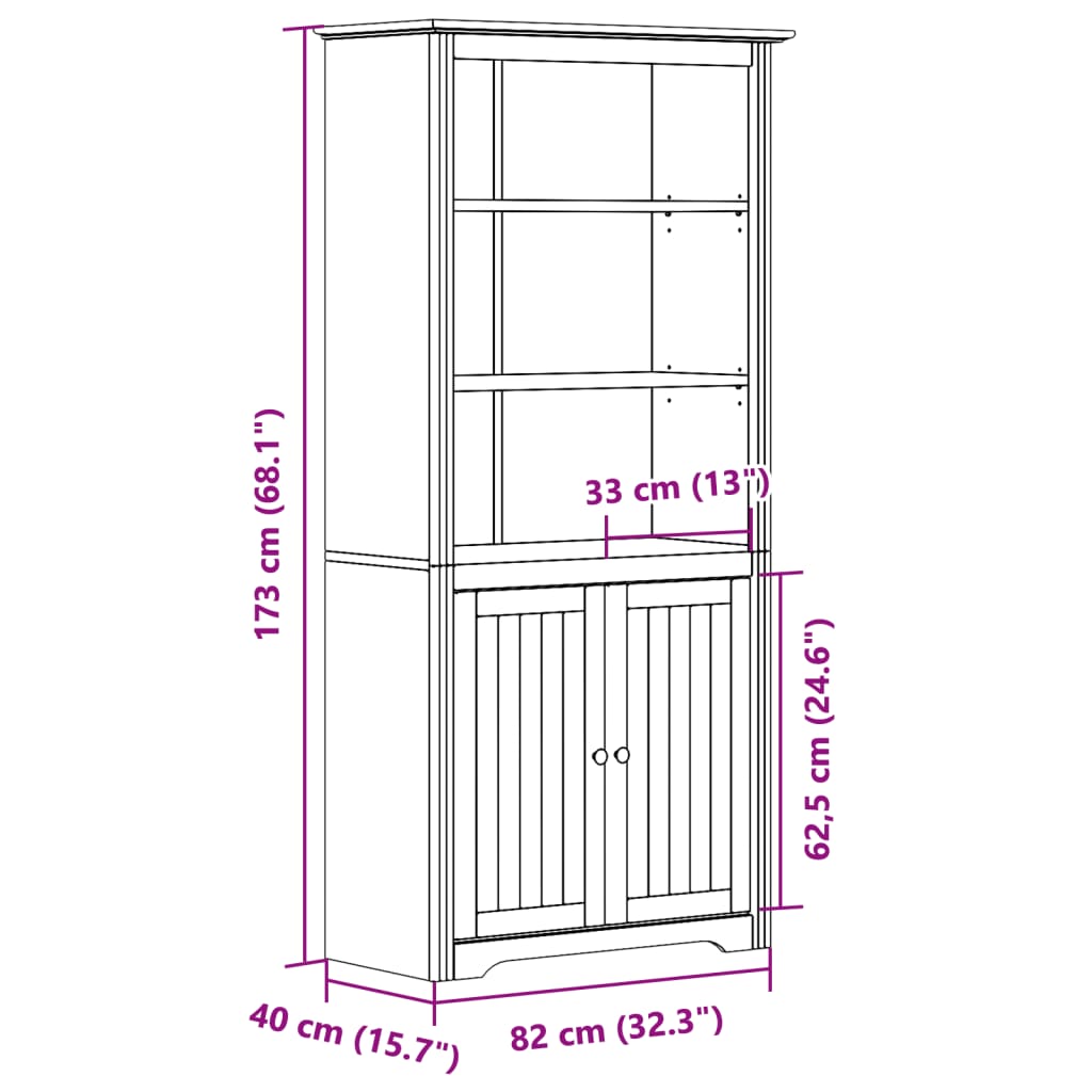 vidaXL Biblioteczka BODO, szara, 82x40x173 cm, lite drewno sosnowe