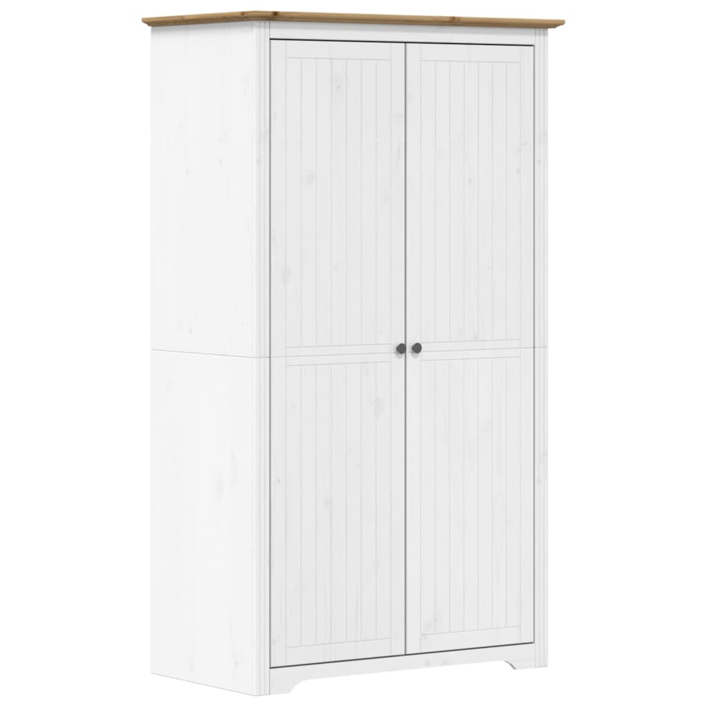 vidaXL Szafa BODO, biało-brązowa, 99x53,5x173 cm, lite drewno sosnowe