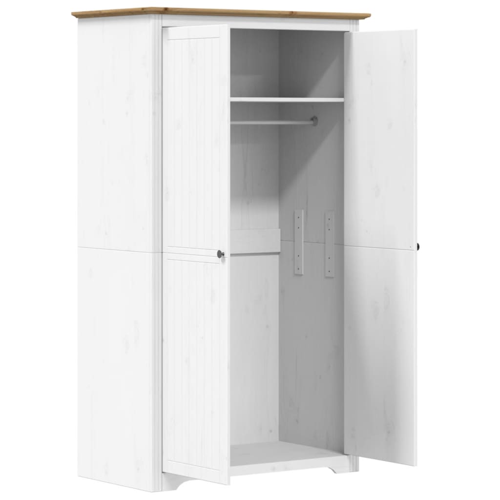 vidaXL Szafa BODO, biało-brązowa, 99x53,5x173 cm, lite drewno sosnowe