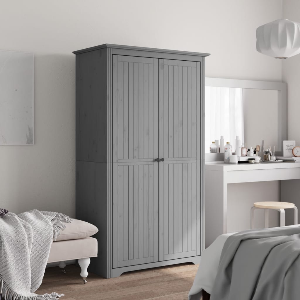 vidaXL Szafa BODO, szara, 99x53,5x173 cm, lite drewno sosnowe