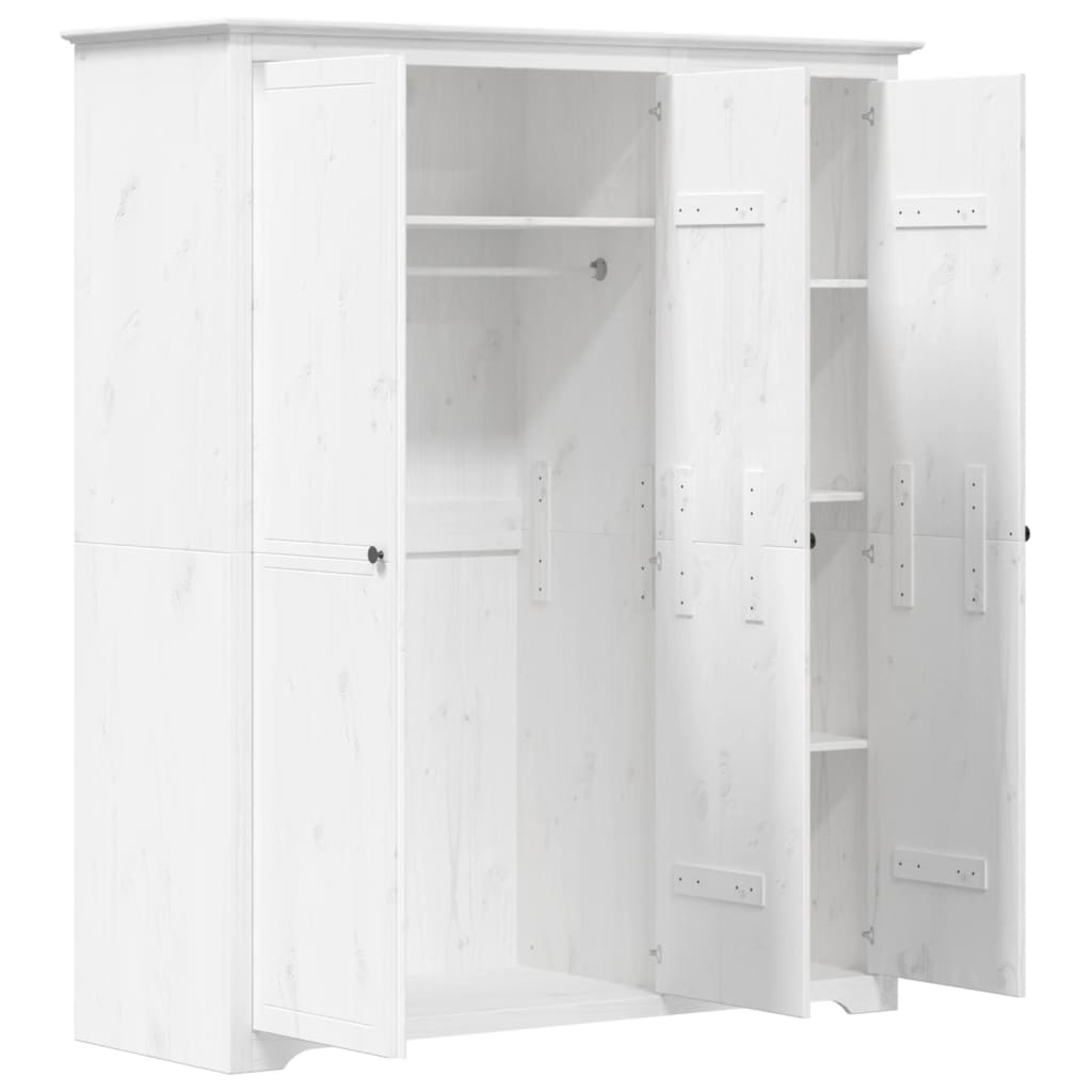 vidaXL Szafa BODO, biała, 146x53,5x173 cm, lite drewno sosnowe