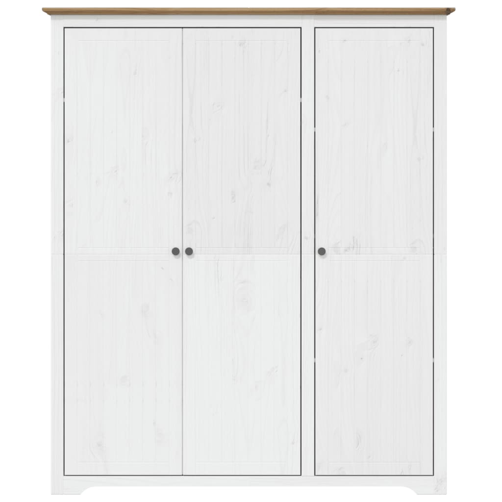 vidaXL Szafa BODO, biało-brązowa, 146x53,5x173 cm, lite drewno sosnowe