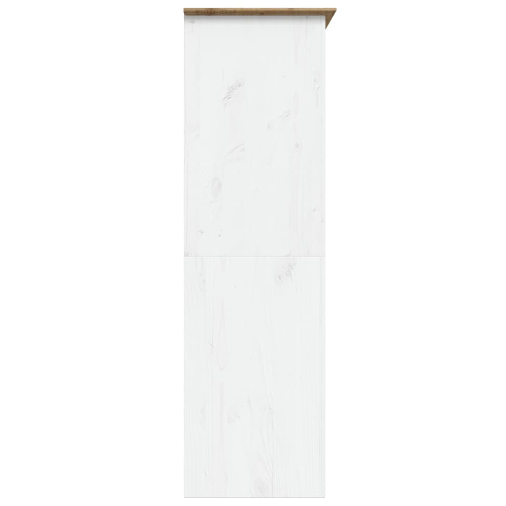 vidaXL Szafa BODO, biało-brązowa, 146x53,5x173 cm, lite drewno sosnowe