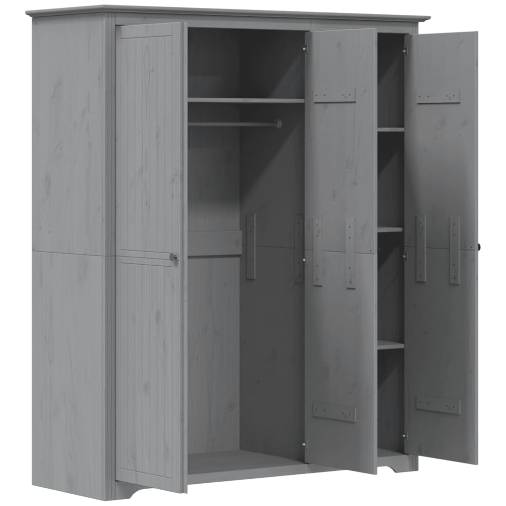 vidaXL Szafa BODO, szara, 146x53,5x173 cm, lite drewno sosnowe
