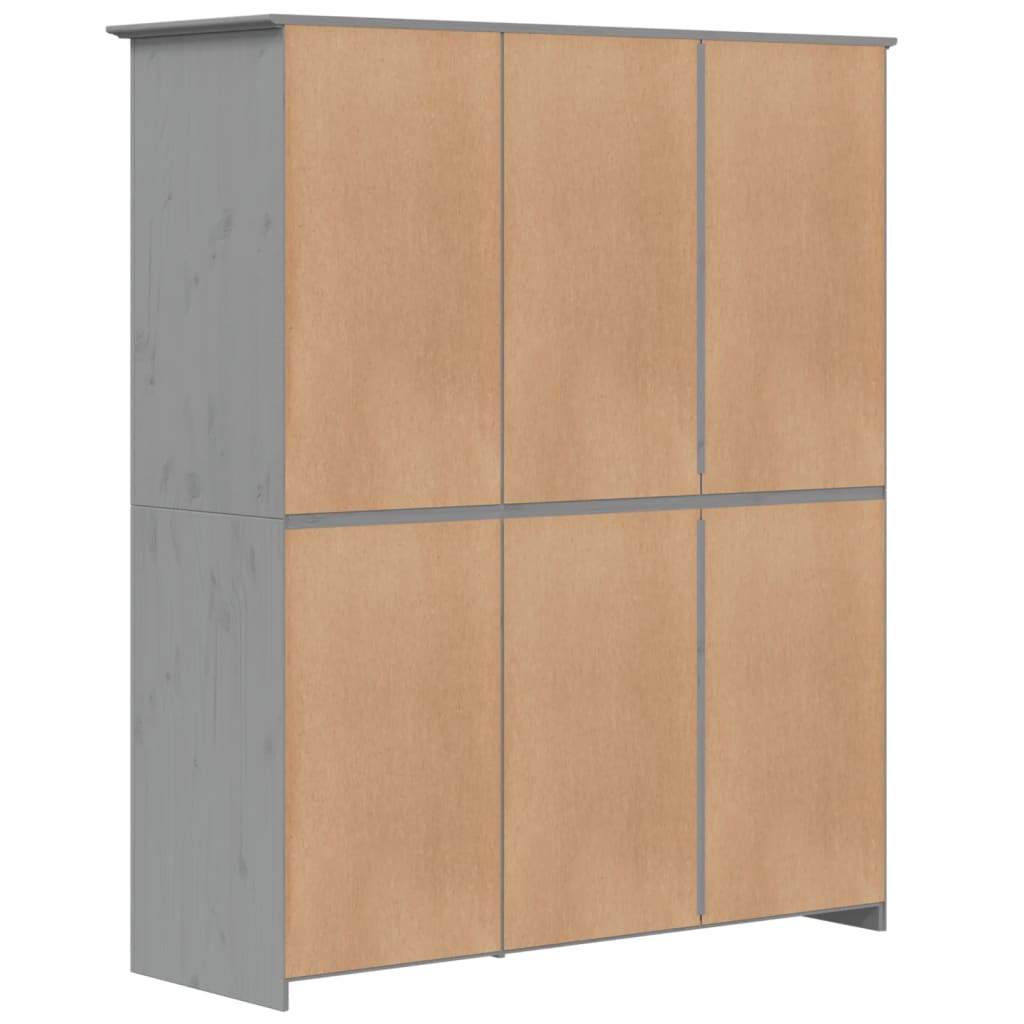 vidaXL Szafa BODO, szara, 146x53,5x173 cm, lite drewno sosnowe