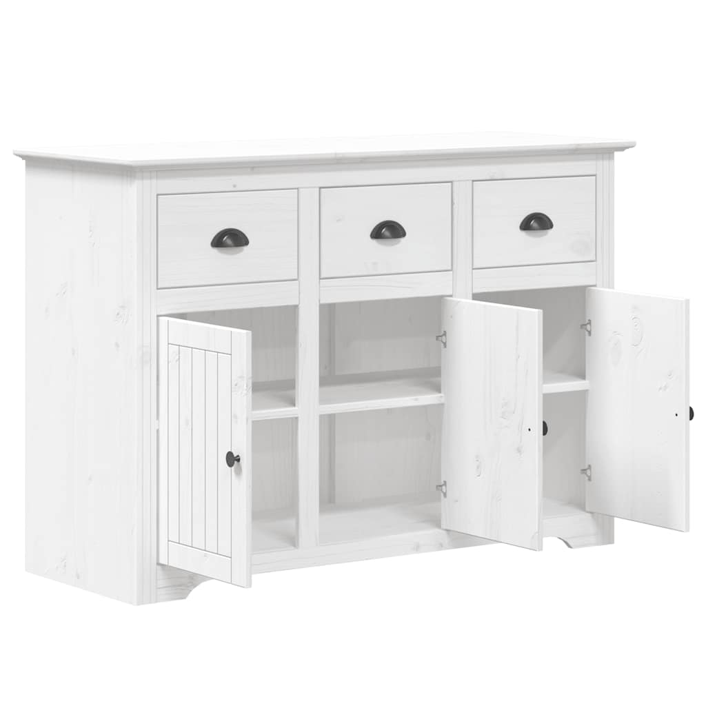 vidaXL Komoda BODO, biała, 115,5x44x80 cm, lite drewno sosnowe