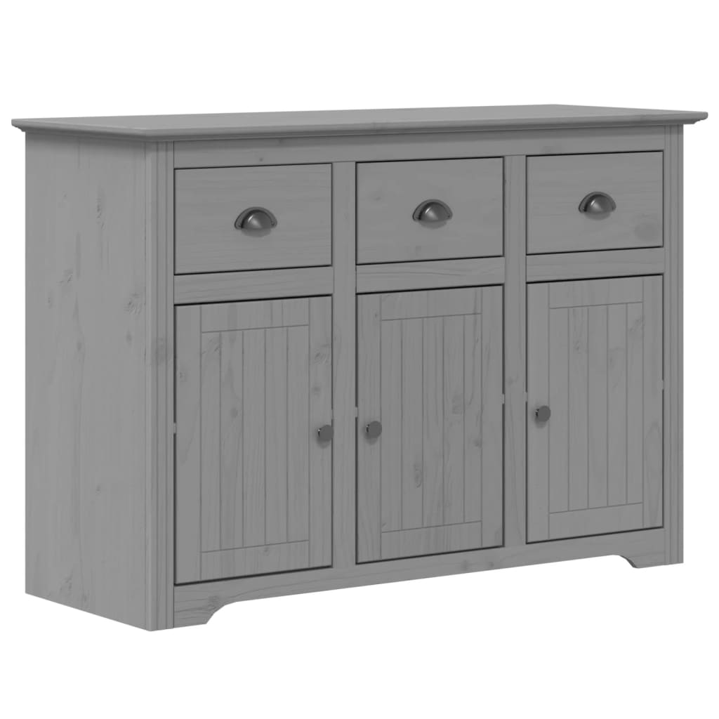 vidaXL Komoda BODO, szara, 115,5x44x80 cm, lite drewno sosnowe