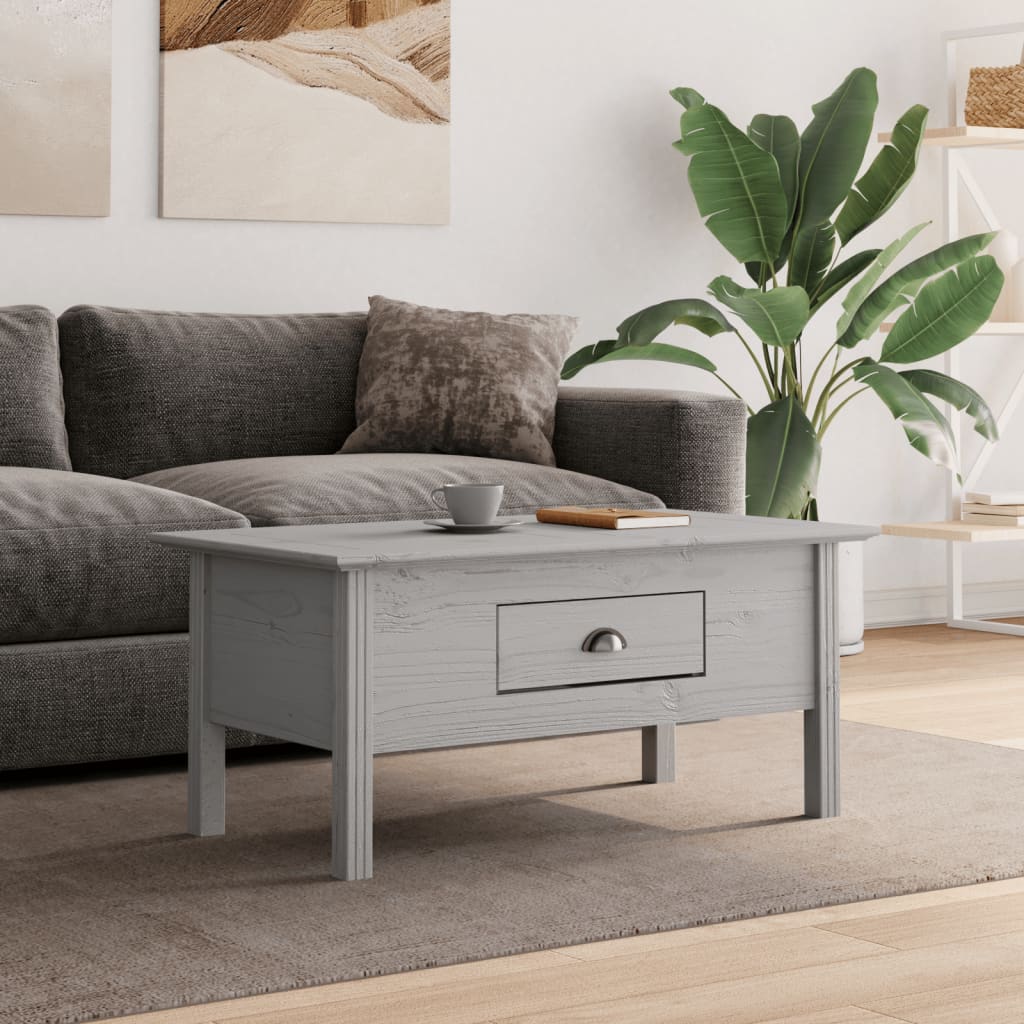 vidaXL Stolik kawowy BODO, szary, 100x55x46 cm, lite drewno sosnowe