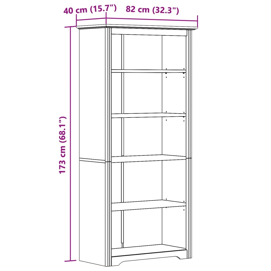vidaXL Biblioteczka BODO, biała, 82x40x173 cm, sosnowa, 5 półek
