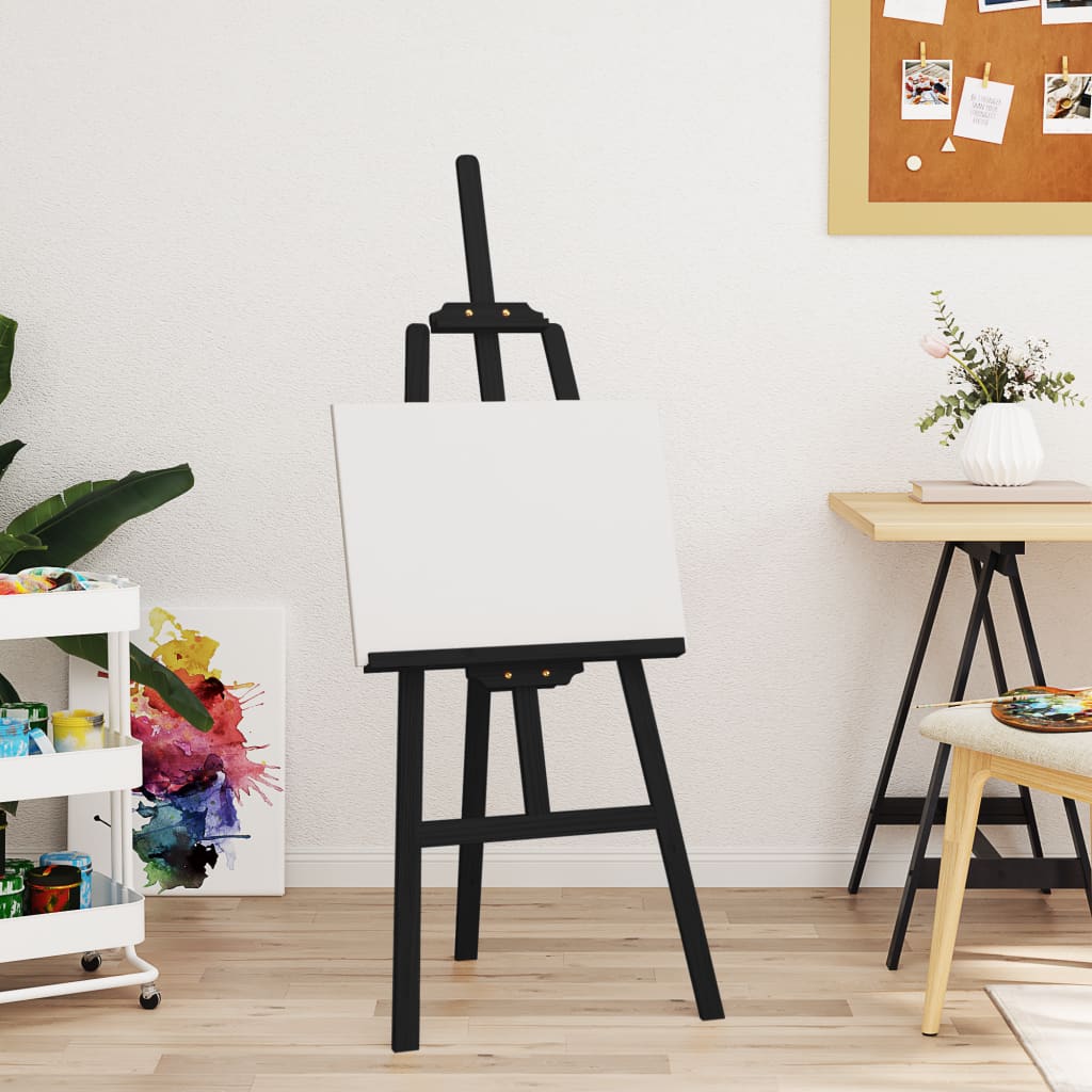 vidaXL Sztaluga malarska, czarna, 53,5x95x127 cm lite drewno sosnowe