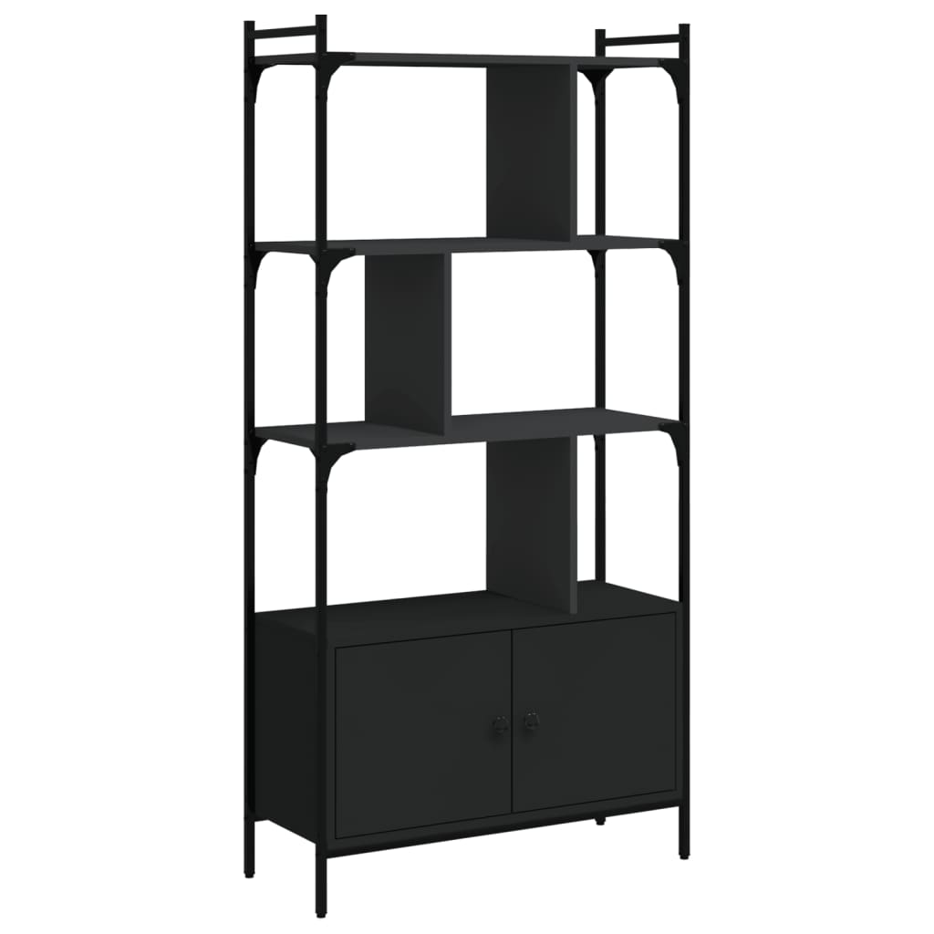 vidaXL Biblioteczka z drzwiczkami, czarna, 76,5x30x154,5 cm
