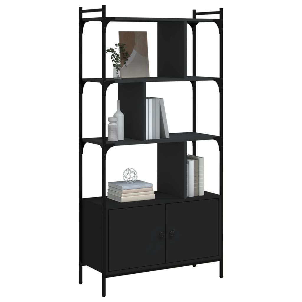 vidaXL Biblioteczka z drzwiczkami, czarna, 76,5x30x154,5 cm