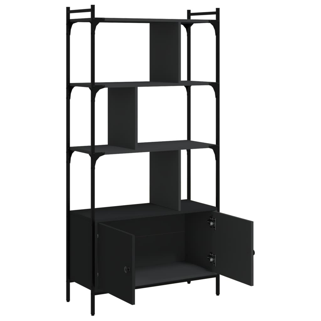 vidaXL Biblioteczka z drzwiczkami, czarna, 76,5x30x154,5 cm