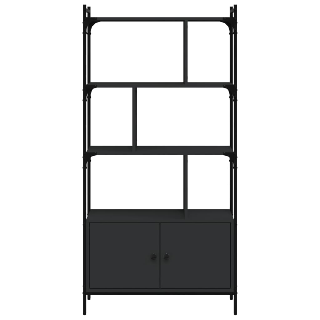 vidaXL Biblioteczka z drzwiczkami, czarna, 76,5x30x154,5 cm