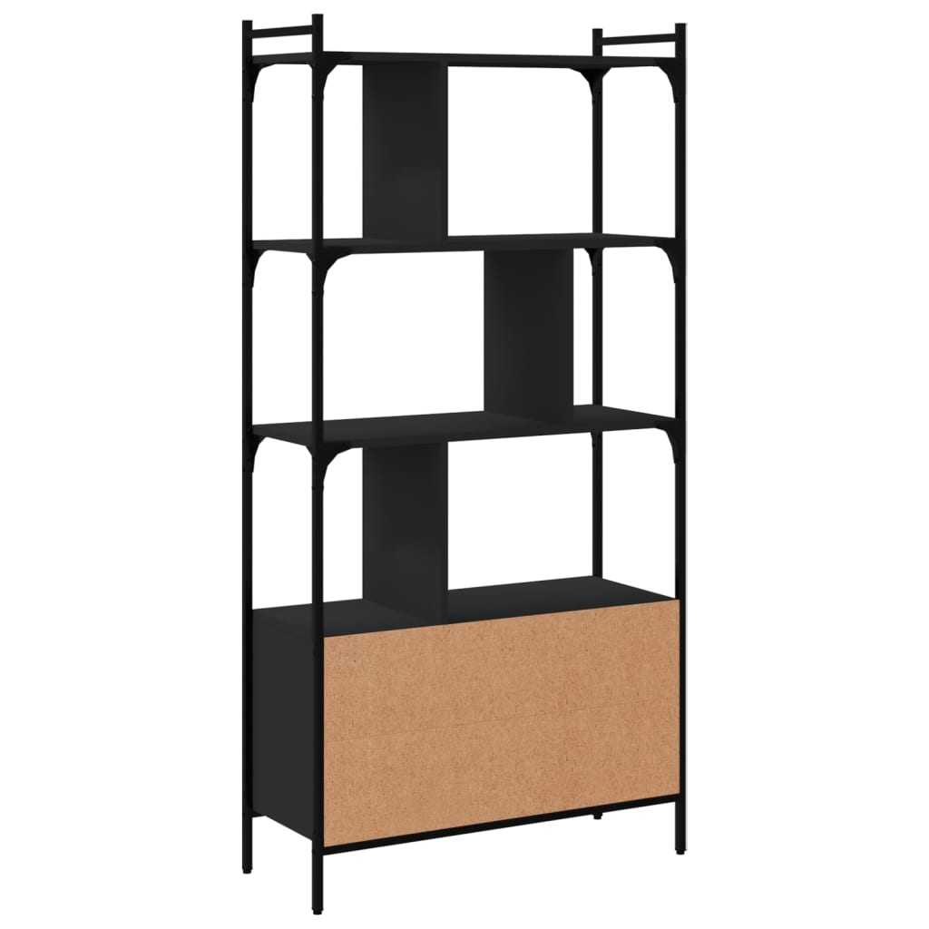 vidaXL Biblioteczka z drzwiczkami, czarna, 76,5x30x154,5 cm