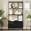 vidaXL Biblioteczka z drzwiczkami, czarna, 76,5x30x154,5 cm