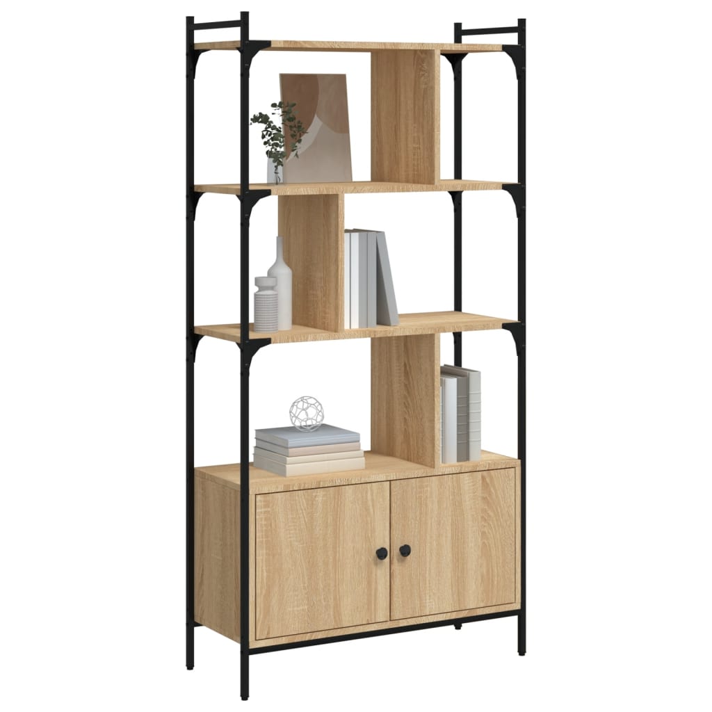 vidaXL Regał z drzwiami Sonoma Oak 76,5x30x154,5 cm Drewno konstrukcyjne