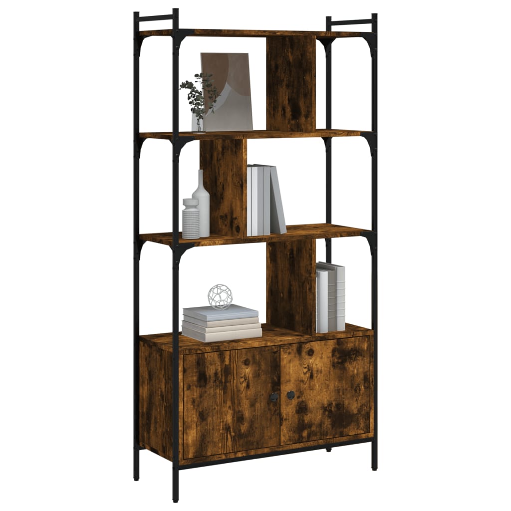 vidaXL Biblioteczka z drzwiczkami, przydymiony dąb, 76,5x30x154,5 cm