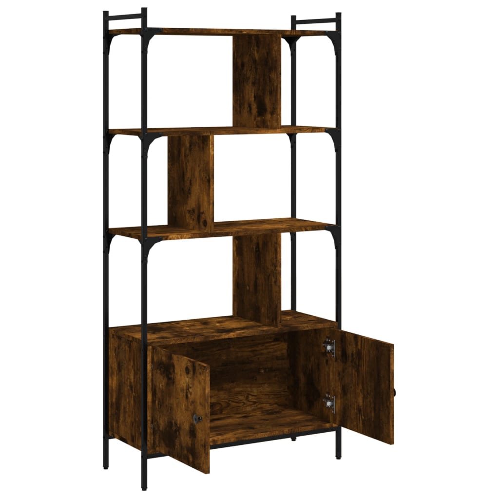 vidaXL Biblioteczka z drzwiczkami, przydymiony dąb, 76,5x30x154,5 cm