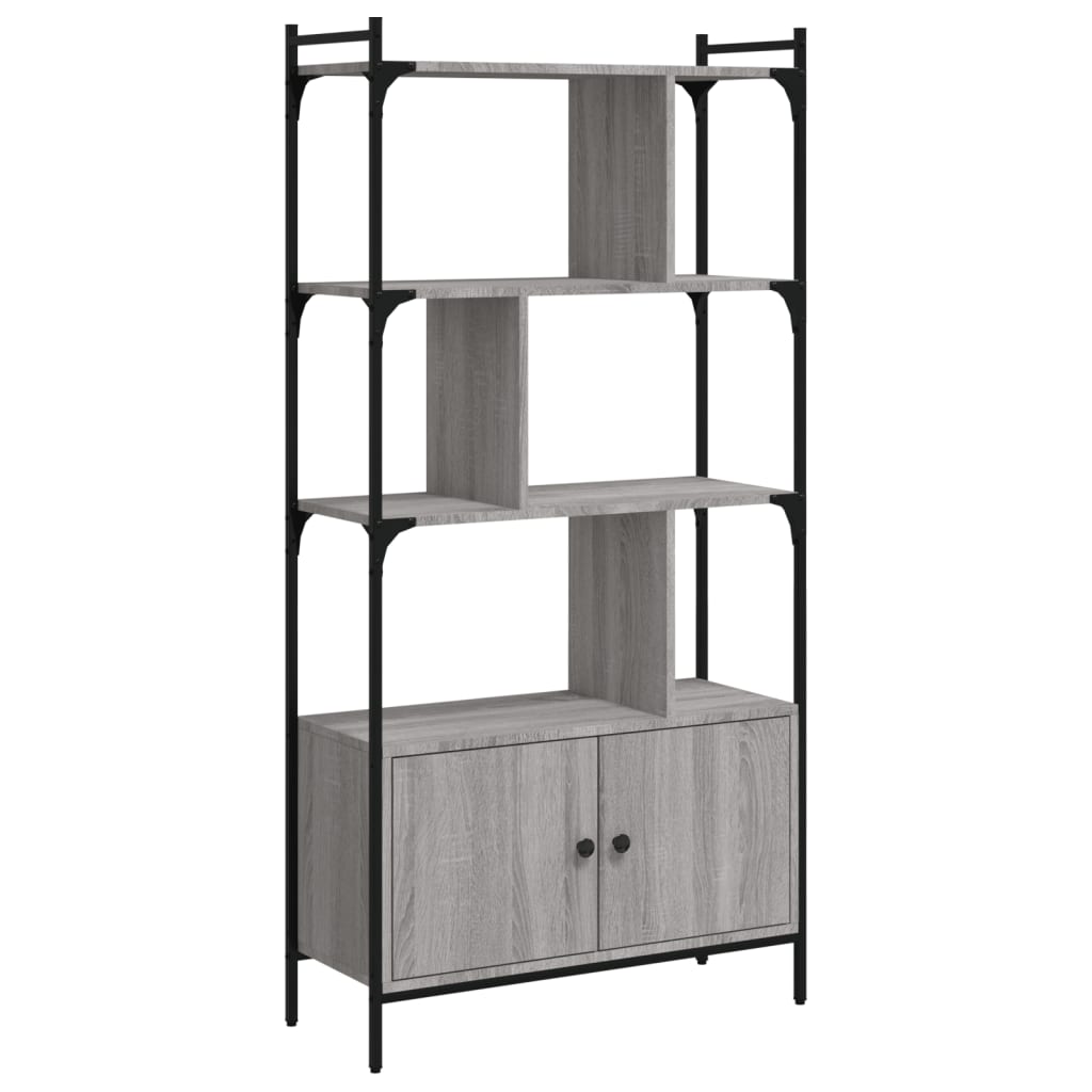 vidaXL Biblioteczka z drzwiczkami, szary dąb sonoma, 76,5x30x154,5 cm