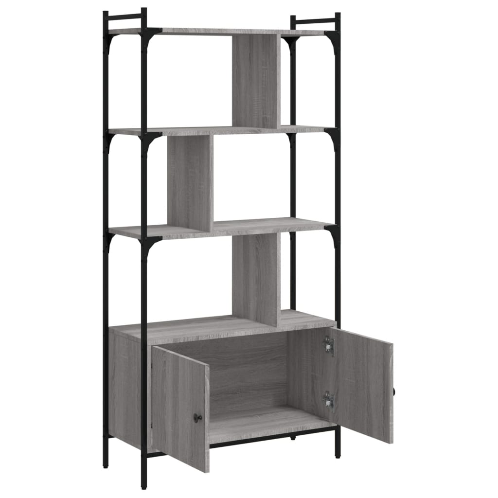 vidaXL Biblioteczka z drzwiczkami, szary dąb sonoma, 76,5x30x154,5 cm
