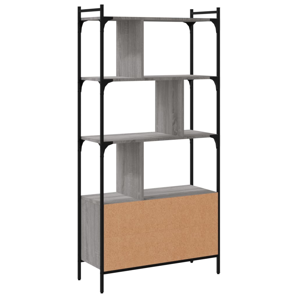 vidaXL Biblioteczka z drzwiczkami, szary dąb sonoma, 76,5x30x154,5 cm