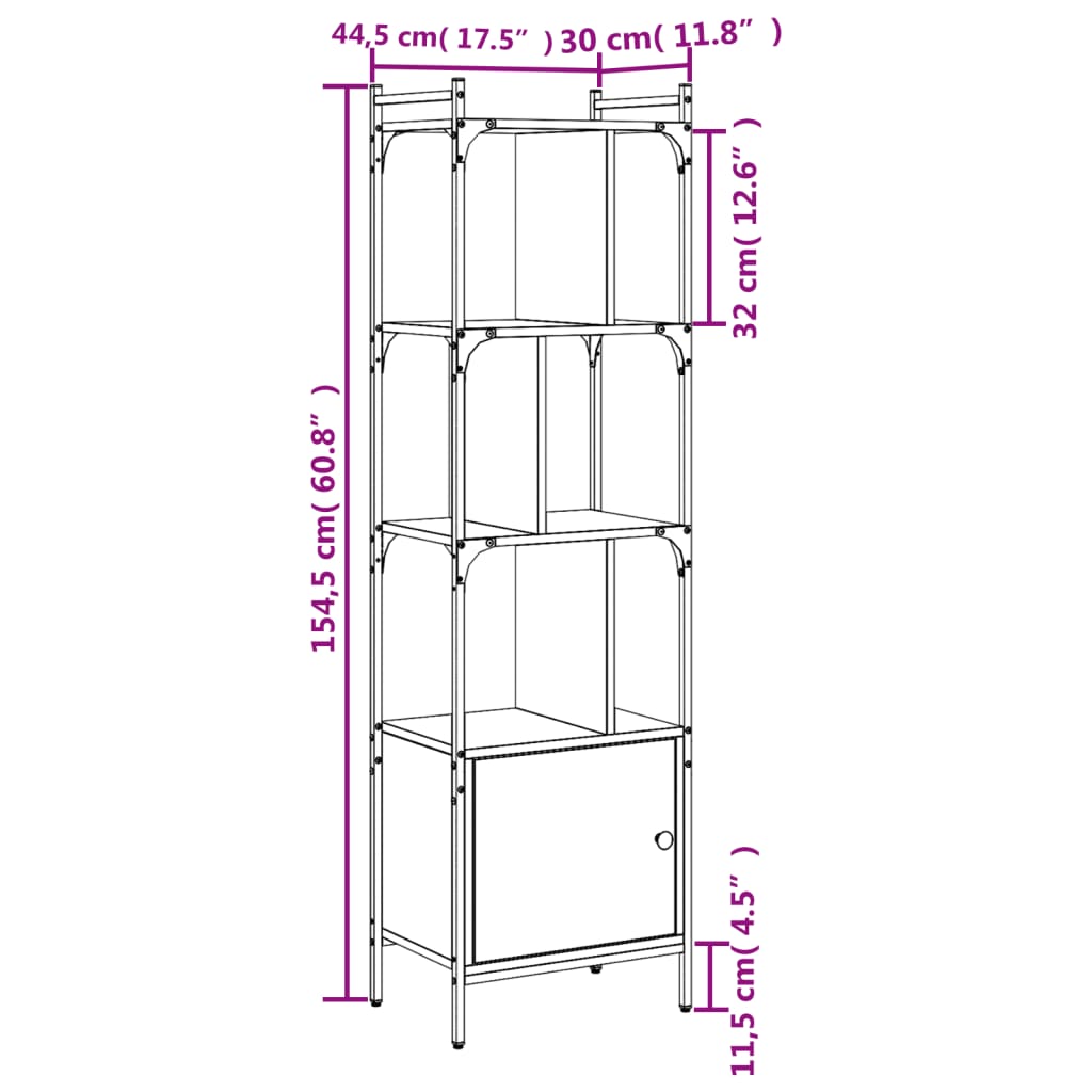vidaXL Biblioteczka z drzwiczkami, dąb sonoma, 44,5x30x154,5 cm
