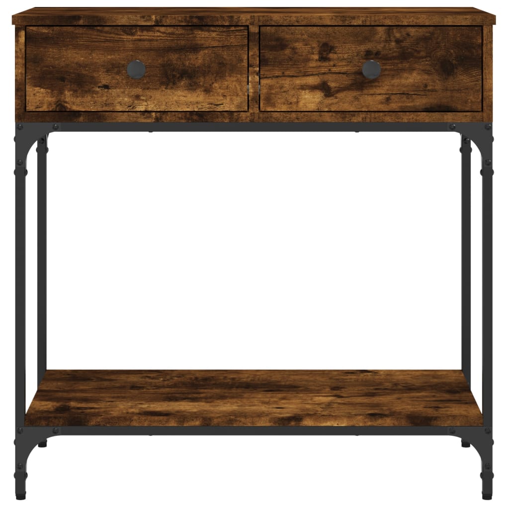 vidaXL Stolik konsolowy, przydymiony dąb, 75x34,5x75 cm