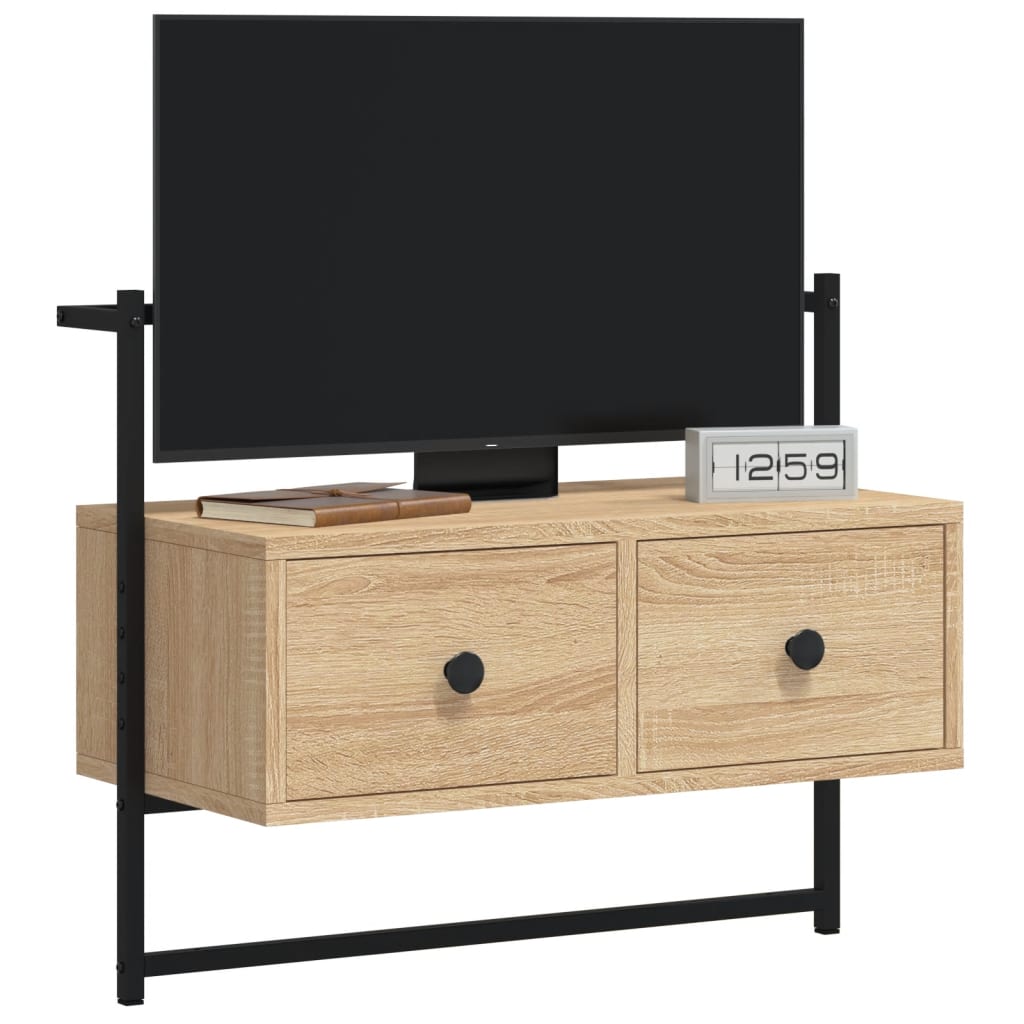 vidaXL Szafka pod telewizor, ścienna, dąb sonoma, 60,5x30x51 cm