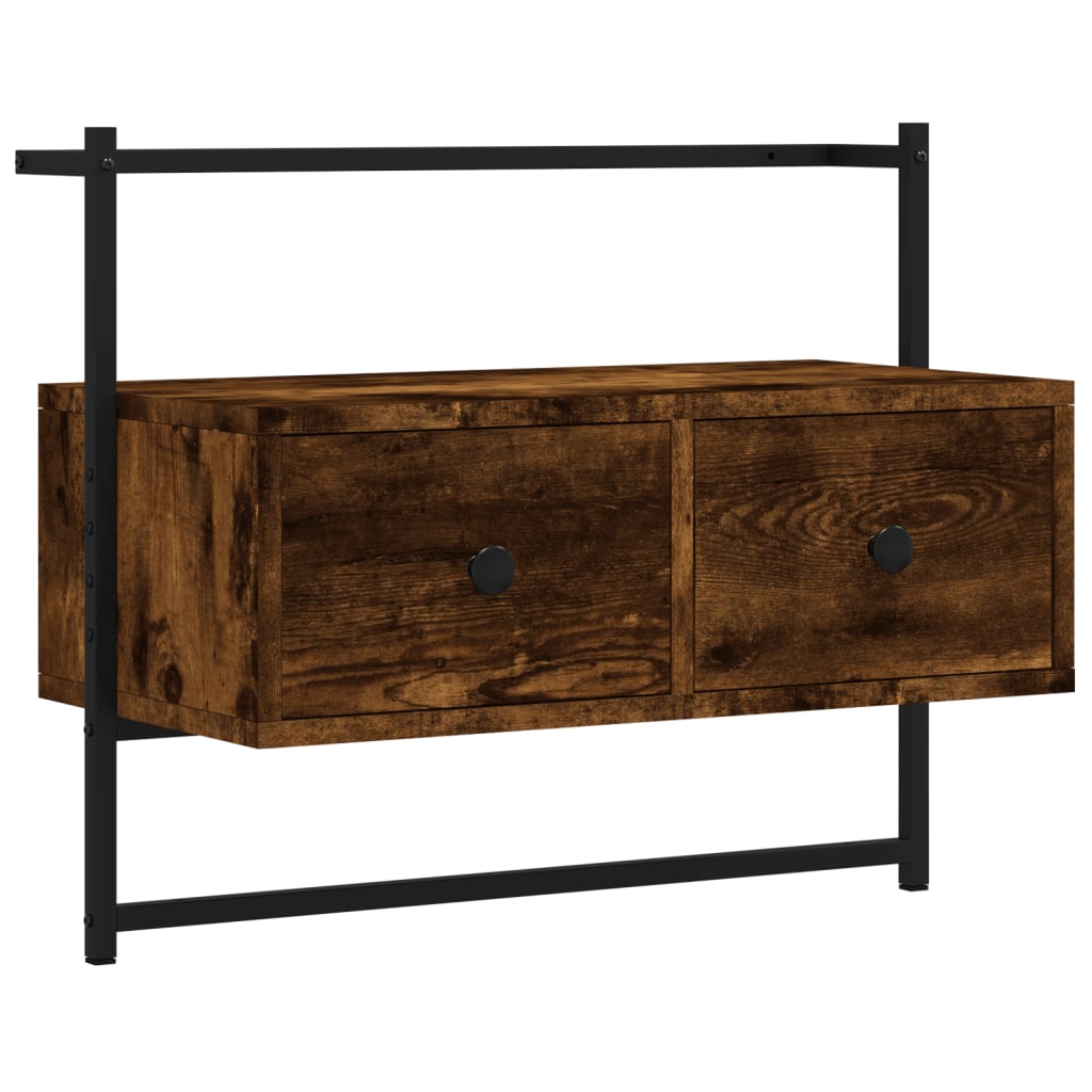 vidaXL Szafka pod telewizor, ścienna, przydymiony dąb, 60,5x30x51 cm