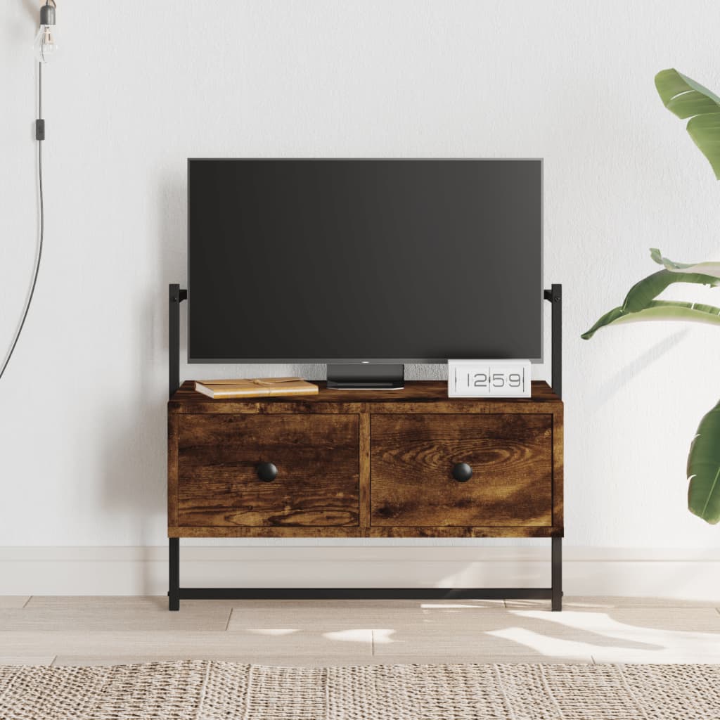 vidaXL Szafka pod telewizor, ścienna, przydymiony dąb, 60,5x30x51 cm