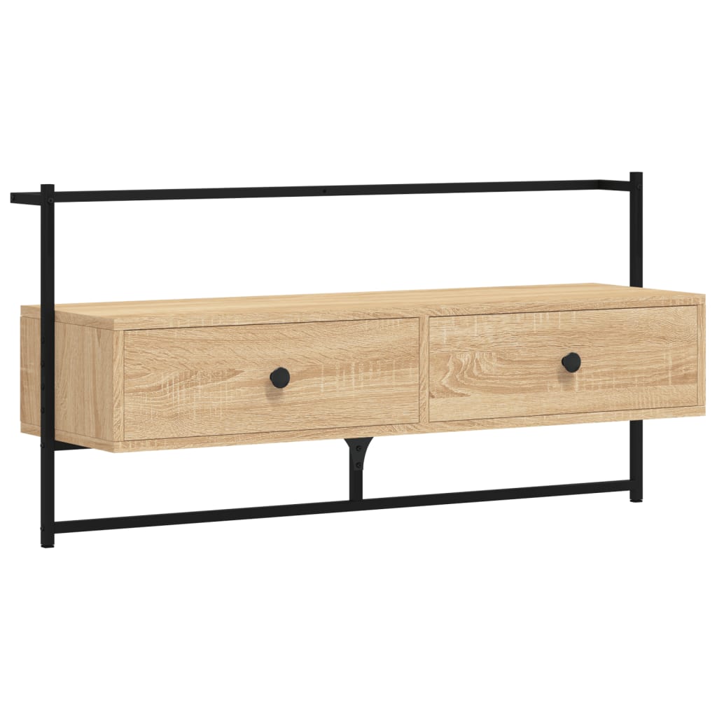 vidaXL Szafka pod telewizor, ścienna, dąb sonoma, 100,5x30x51 cm