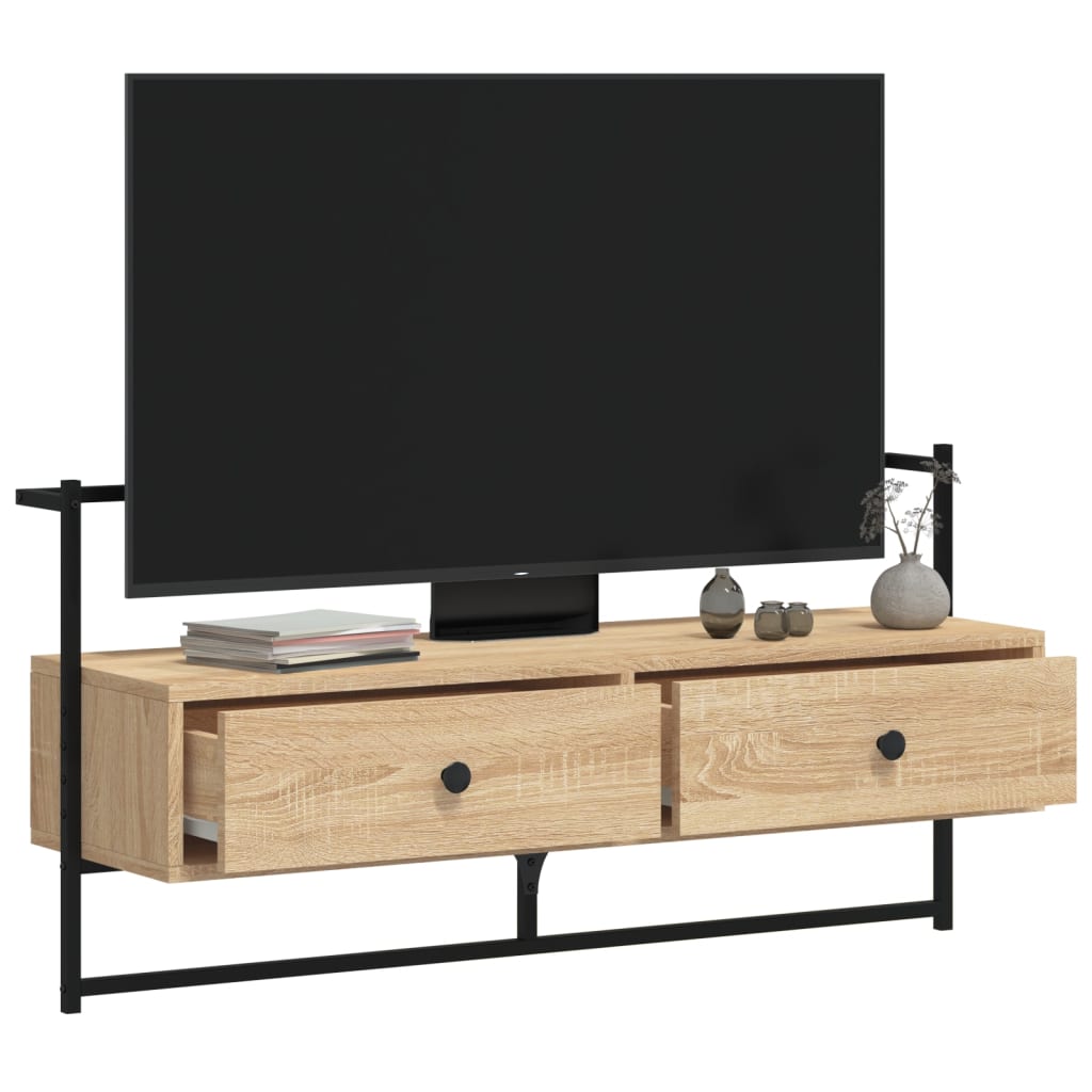 vidaXL Szafka pod telewizor, ścienna, dąb sonoma, 100,5x30x51 cm