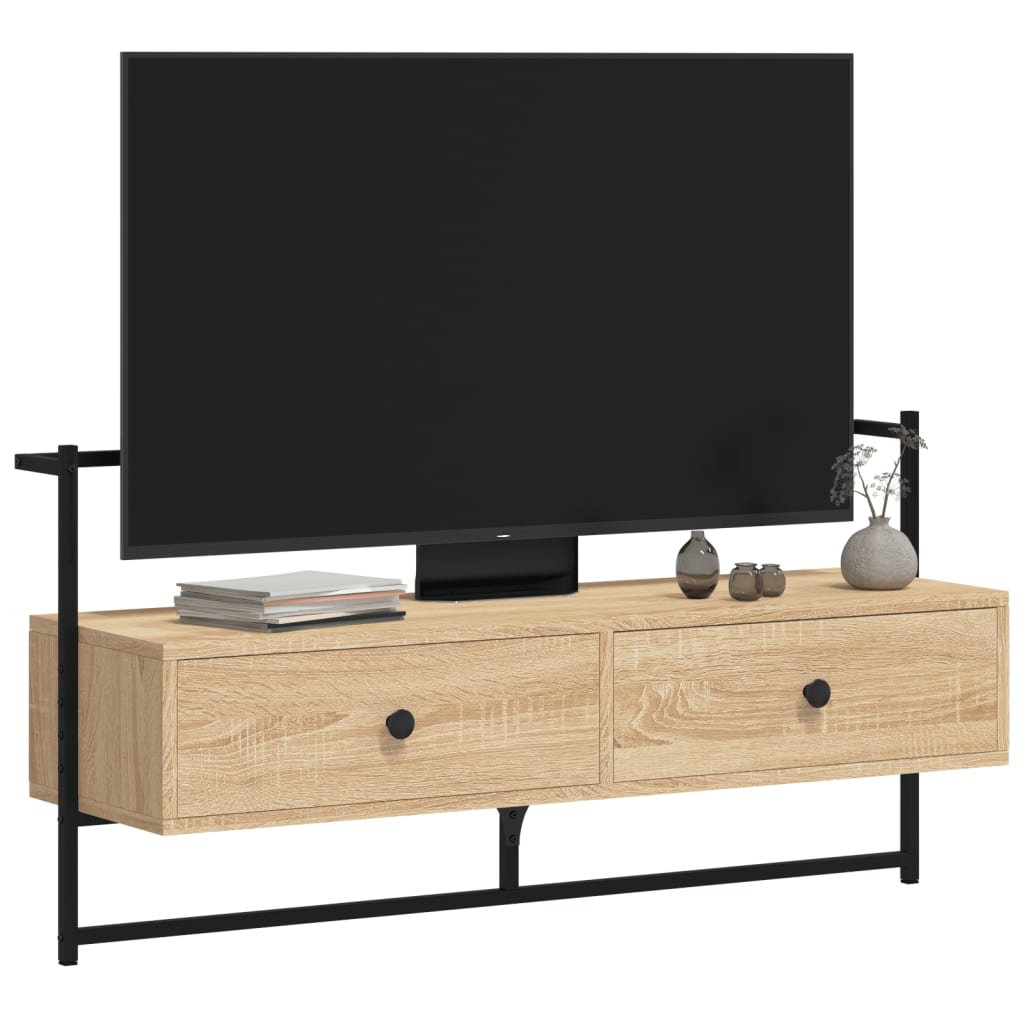 vidaXL Szafka pod telewizor, ścienna, dąb sonoma, 100,5x30x51 cm