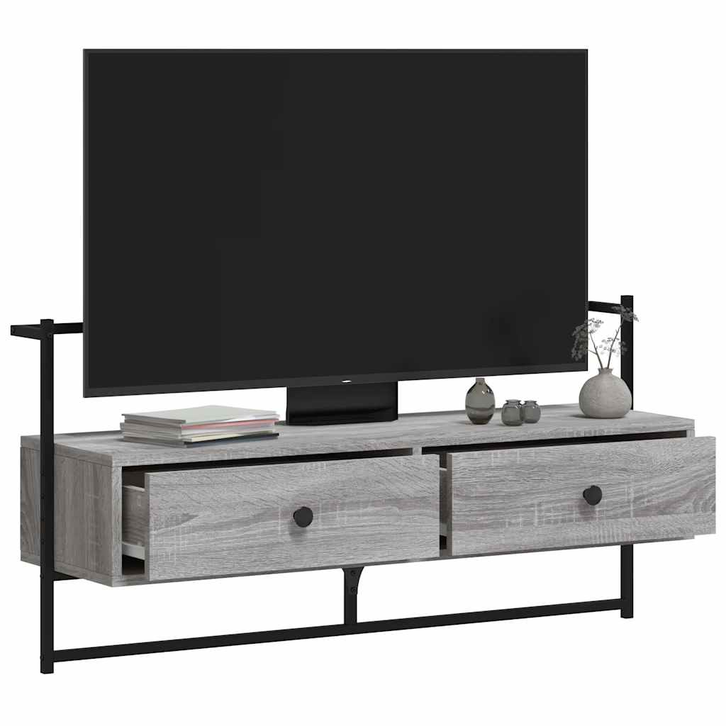 vidaXL Szafka pod telewizor, ścienna, szary dąb sonoma, 100,5x30x51 cm