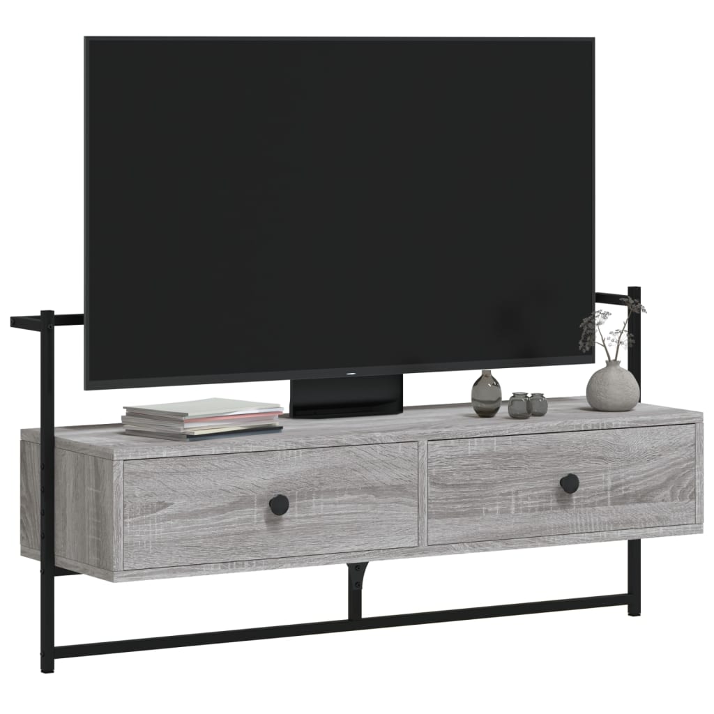 vidaXL Szafka pod telewizor, ścienna, szary dąb sonoma, 100,5x30x51 cm