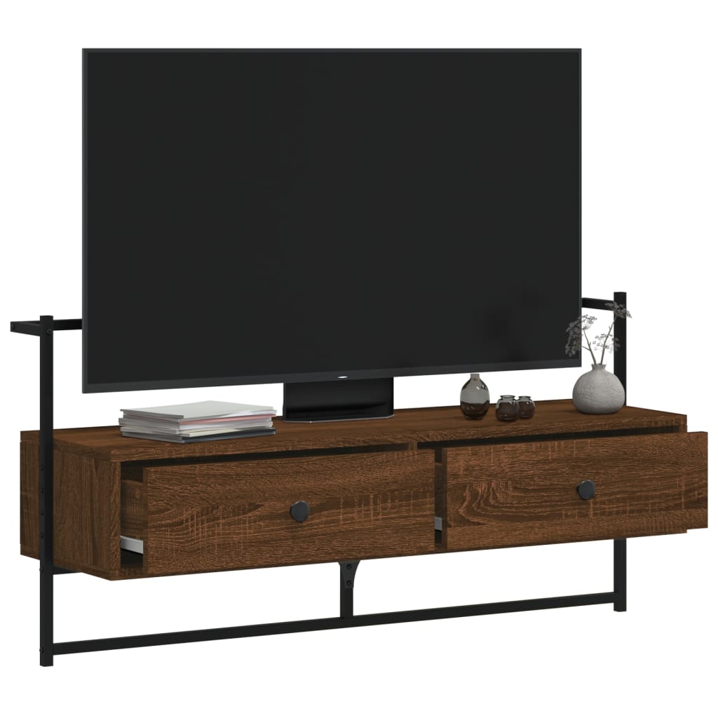 vidaXL Szafka pod telewizor, ścienna, brązowy dąb, 100,5x30x51 cm