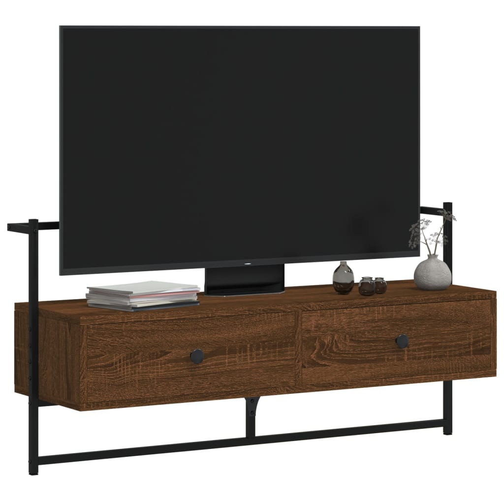 vidaXL Szafka pod telewizor, ścienna, brązowy dąb, 100,5x30x51 cm