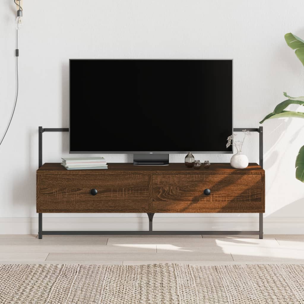 vidaXL Szafka pod telewizor, ścienna, brązowy dąb, 100,5x30x51 cm