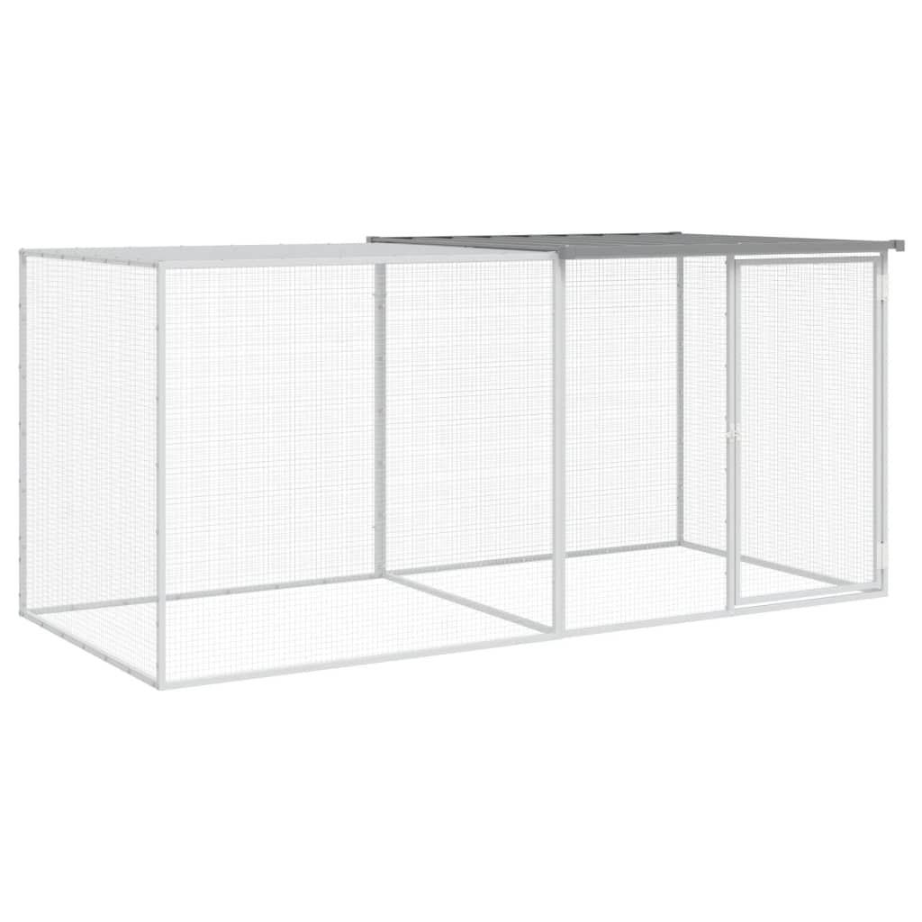 vidaXL Klatka dla kurcząt, z dachem, jasnoszara, 203x98x90 cm, stal
