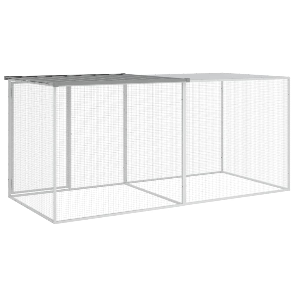 vidaXL Klatka dla kurcząt, z dachem, jasnoszara, 203x98x90 cm, stal
