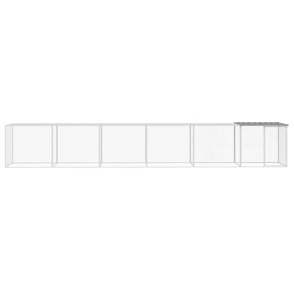 vidaXL Klatka dla kurcząt, z dachem, jasnoszara, 603x98x90 cm, stal