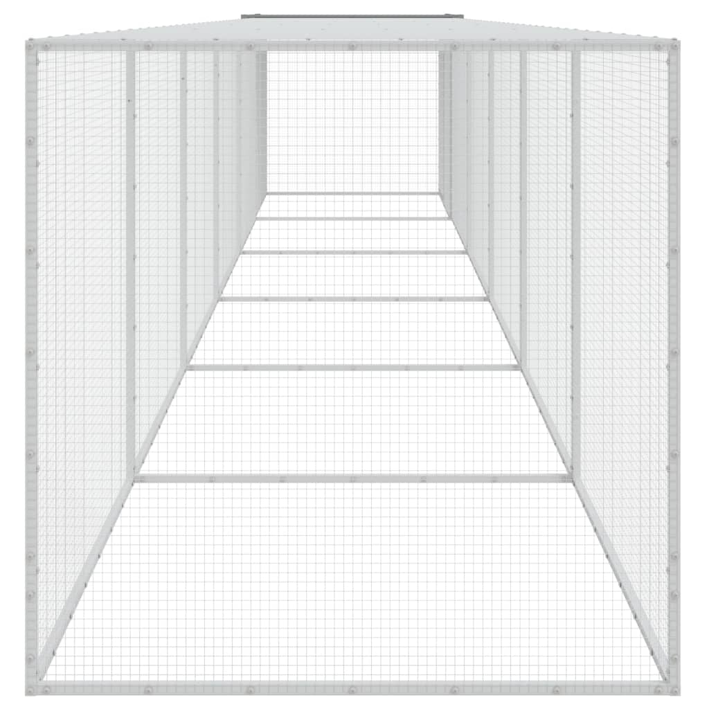 vidaXL Klatka dla kurcząt, z dachem, jasnoszara, 603x98x90 cm, stal