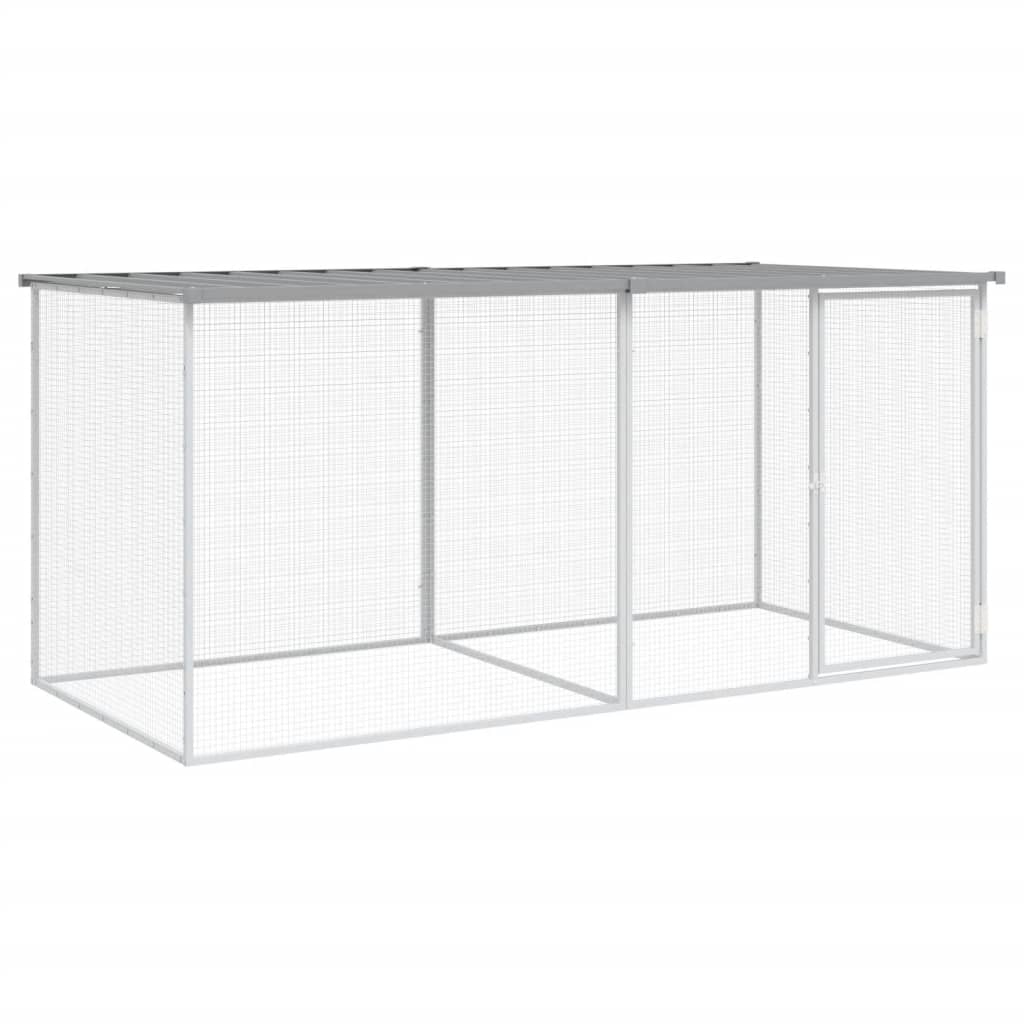 vidaXL Klatka dla kurczaków z dachem jasnoszara 203x98x90 cm ocynkowana stal
