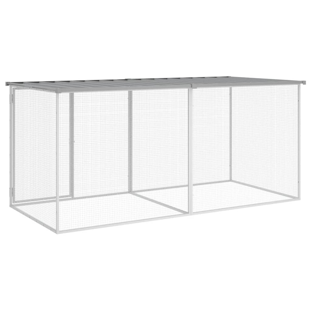 vidaXL Klatka dla kurczaków z dachem jasnoszara 203x98x90 cm ocynkowana stal