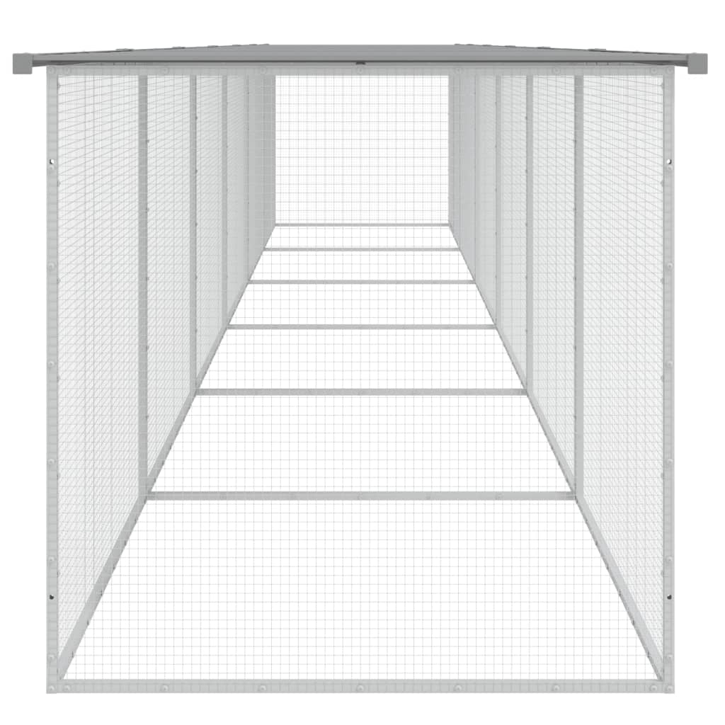 vidaXL Klatka dla kurcząt, z dachem, jasnoszara, 603x98x90 cm, stal