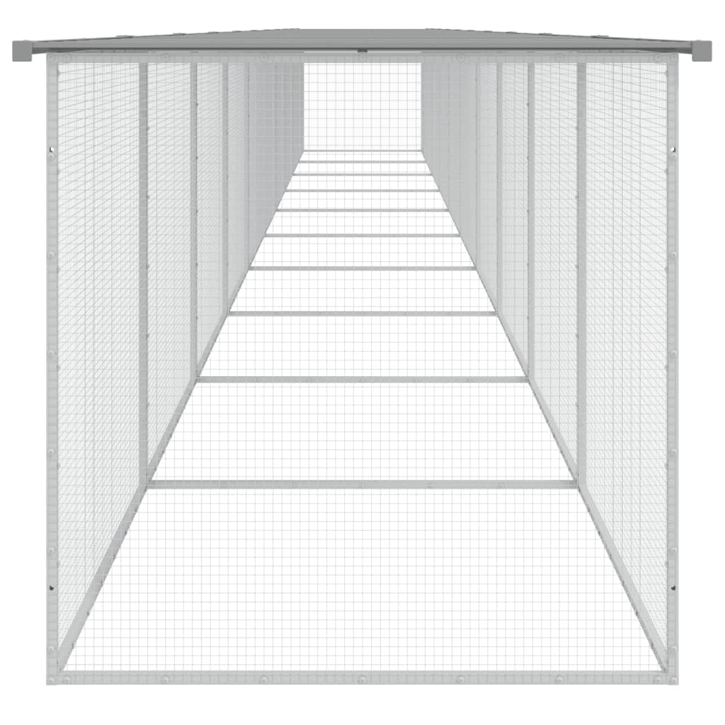 vidaXL Klatka dla kurcząt, z dachem, jasnoszara, 1003x98x90 cm, stal