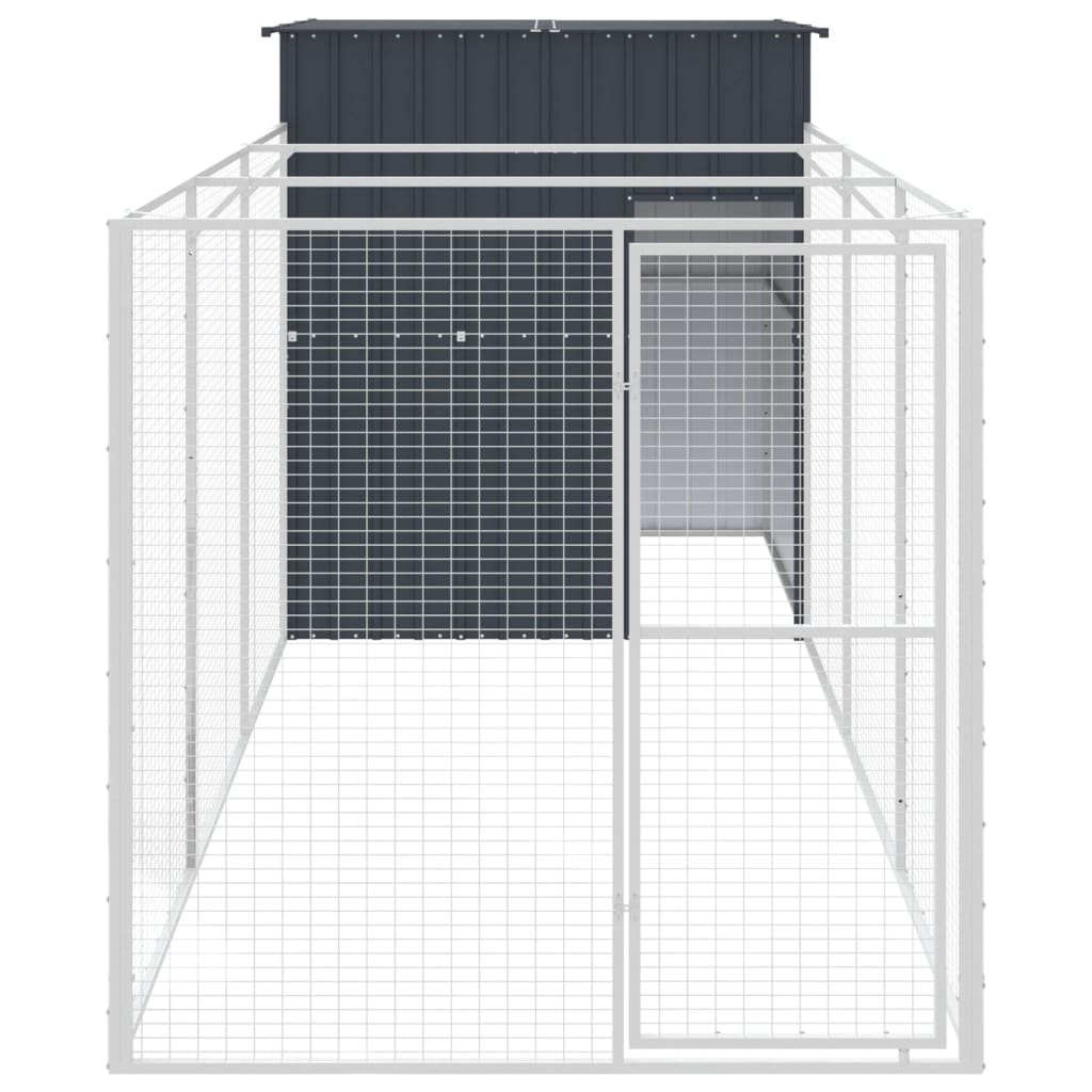 vidaXL Buda dla psa, z wybiegiem, antracytowa, 165x455x181 cm, stal
