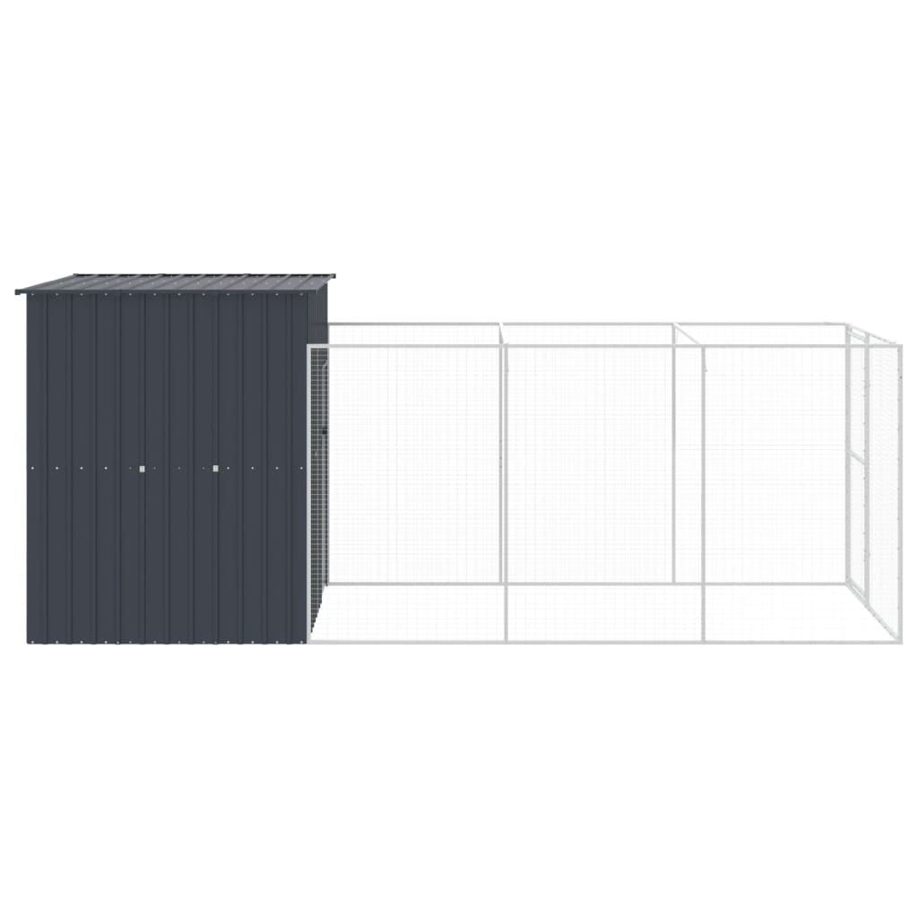 vidaXL Buda dla psa, z wybiegiem, antracytowa, 165x455x181 cm, stal