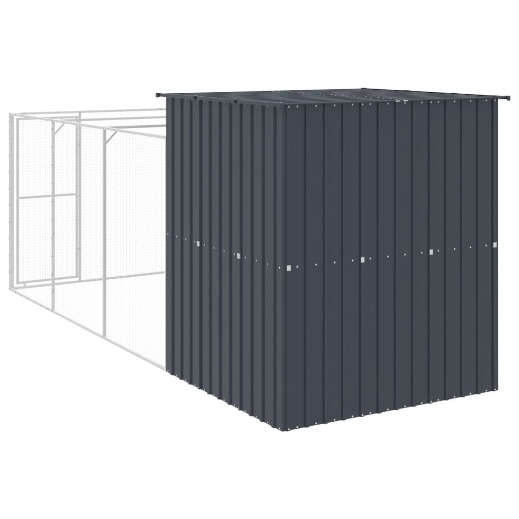vidaXL Buda dla psa, z wybiegiem, antracytowa, 165x455x181 cm, stal